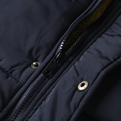 Mens Mid Length Removable Hooded Jacket with Faux Fur Inner Lining