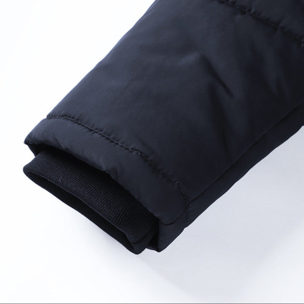 Mens Mid Length Removable Hooded Jacket with Faux Fur Inner Lining