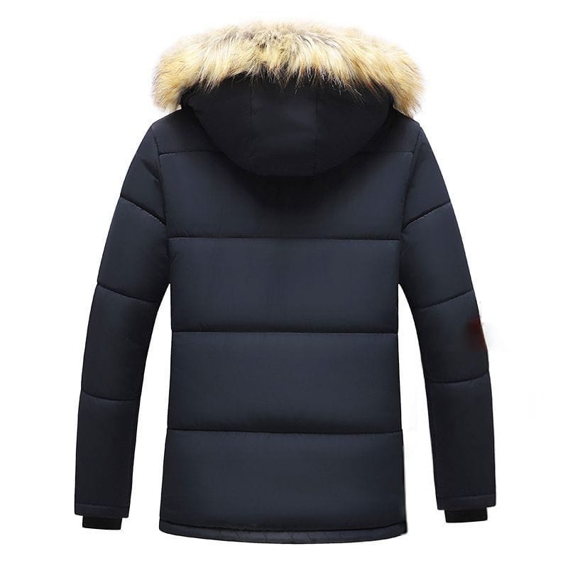 Mens Mid Length Removable Hooded Jacket with Faux Fur Inner Lining
