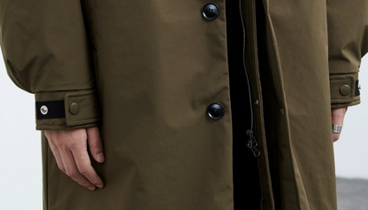 Mens Layered Look Quilted Trench With Hood