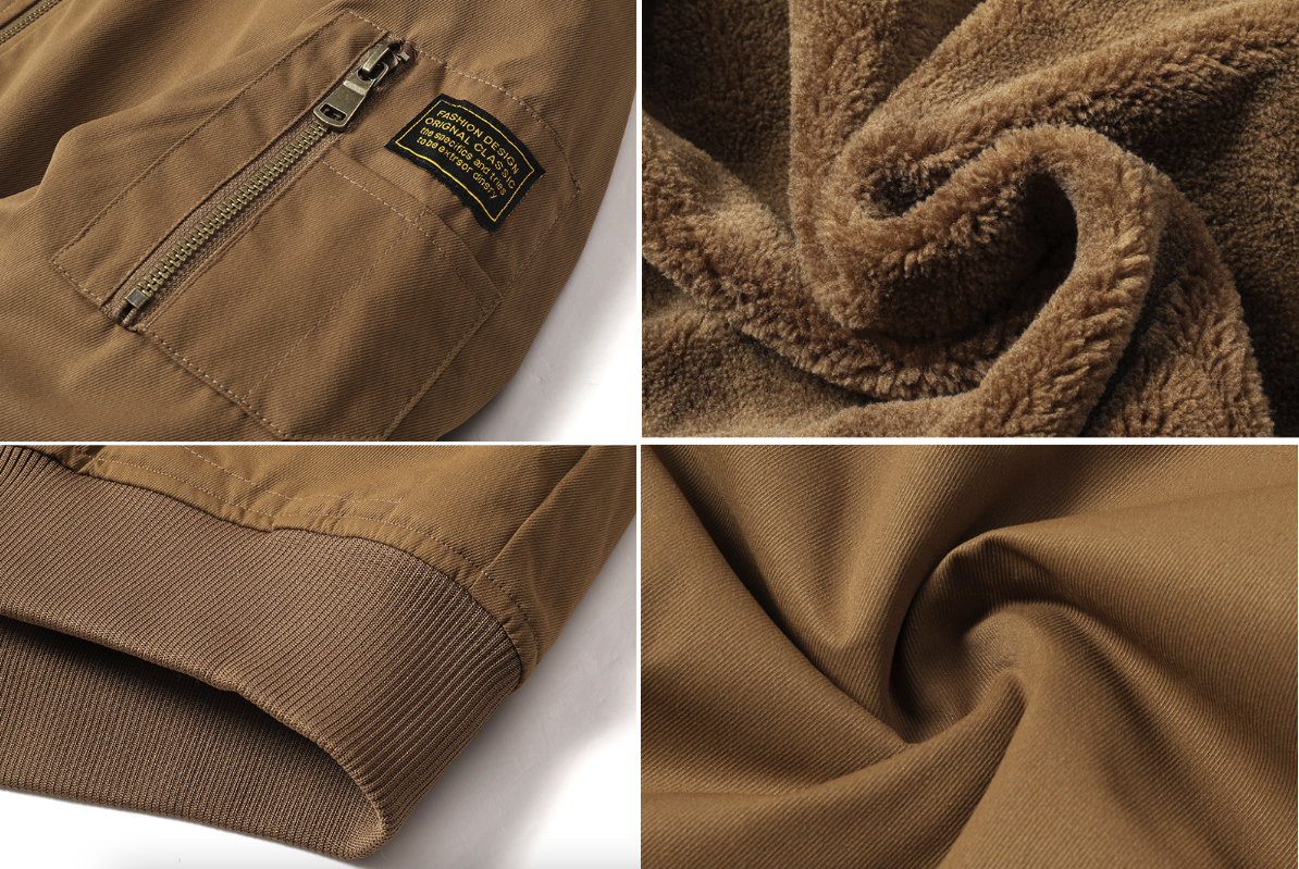 Mens High Neck Bomber Jacket With Inner Faux Fur Lining