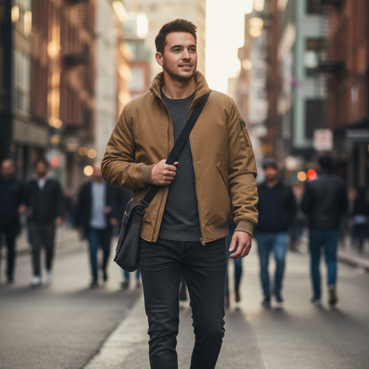 Mens High Neck Bomber Jacket With Inner Faux Fur Lining