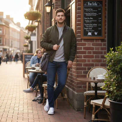 Mens High Neck Bomber Jacket With Inner Faux Fur Lining
