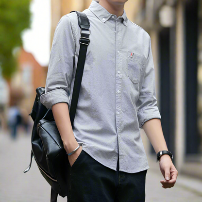 Men 's Long Sleeve Button Down Shirt With Pocket Details