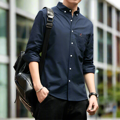 Men 's Long Sleeve Button Down Shirt With Pocket Details