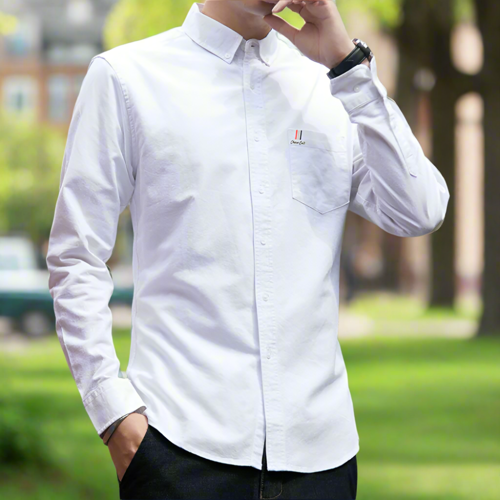 Men 's Long Sleeve Button Down Shirt With Pocket Details