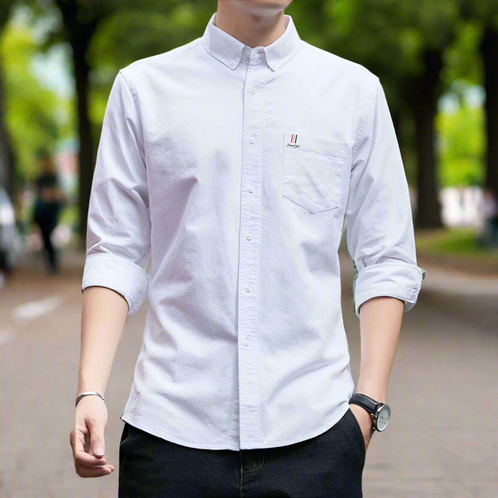 Men 's Long Sleeve Button Down Shirt With Pocket Details