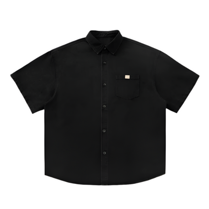 Men 's Over Size Washed Denim Short Sleeve Shirt