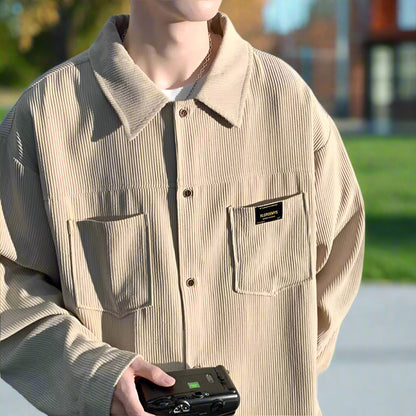 Mens Corduroy Shirt Jacket With Pockets