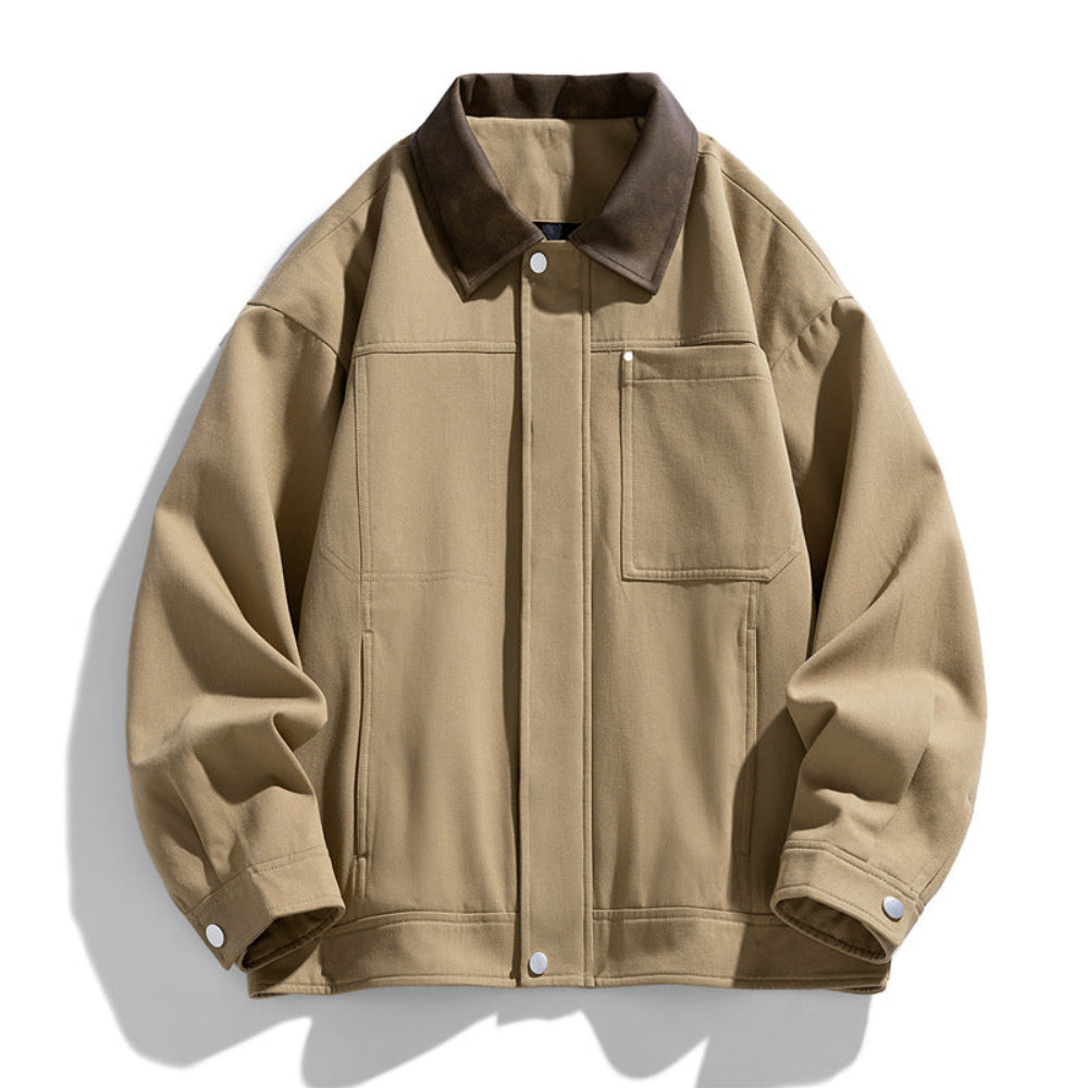 Mens Lapel Collar Bomber Jacket With Pockets