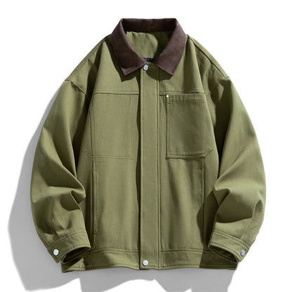 Mens Lapel Collar Bomber Jacket With Pockets