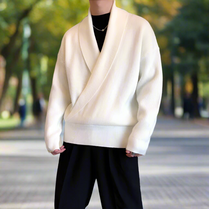 Mens K-Style Cross-Front Wrap Sweater