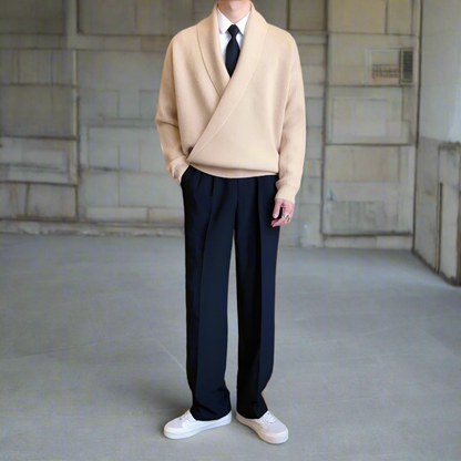 Mens K-Style Cross-Front Wrap Sweater