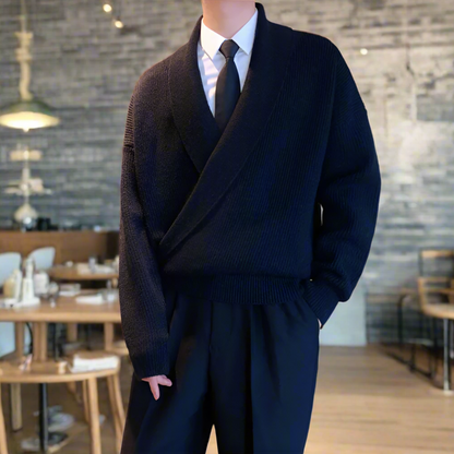 Mens K-Style Cross-Front Wrap Sweater