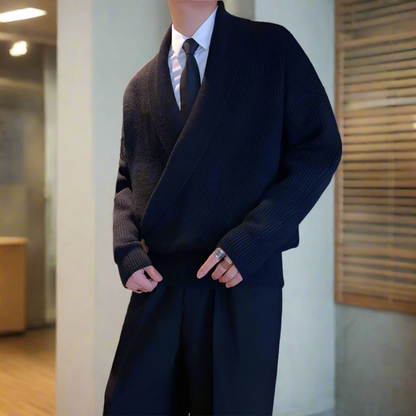 Mens K-Style Cross-Front Wrap Sweater