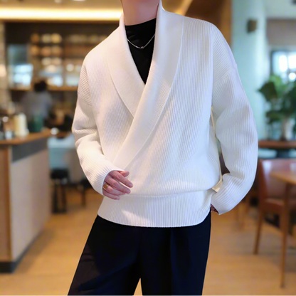Mens K-Style Cross-Front Wrap Sweater