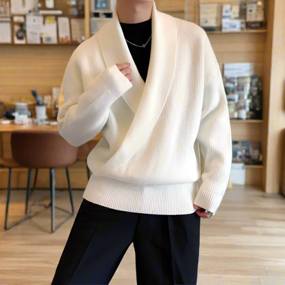 Mens K-Style Cross-Front Wrap Sweater
