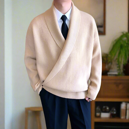 Mens K-Style Cross-Front Wrap Sweater