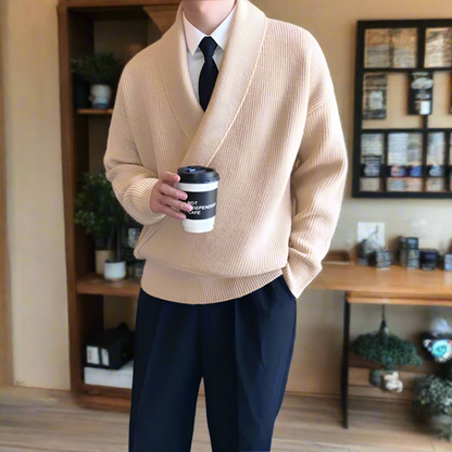 Mens K-Style Cross-Front Wrap Sweater