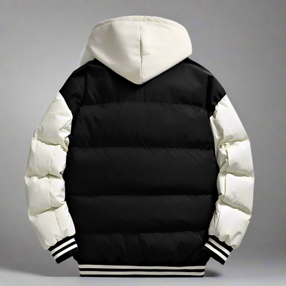 Mens layered Look Hooded baseball Jacket