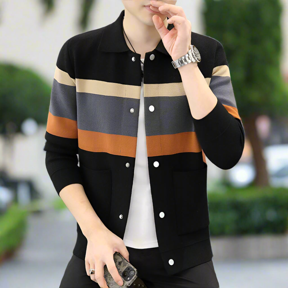 Mens Color Stripped Cardigan