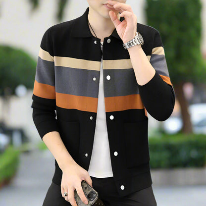 Mens Color Stripped Cardigan