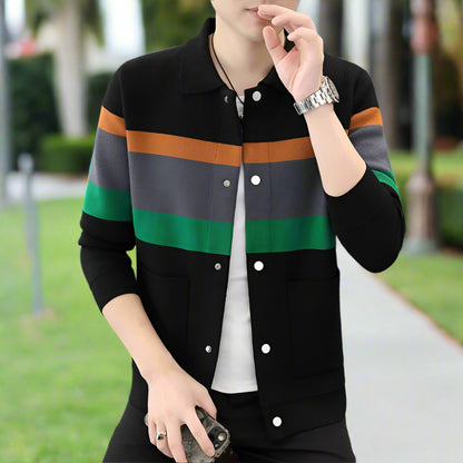 Mens Color Stripped Cardigan