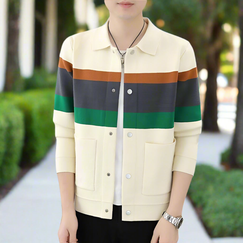 Mens Color Stripped Cardigan