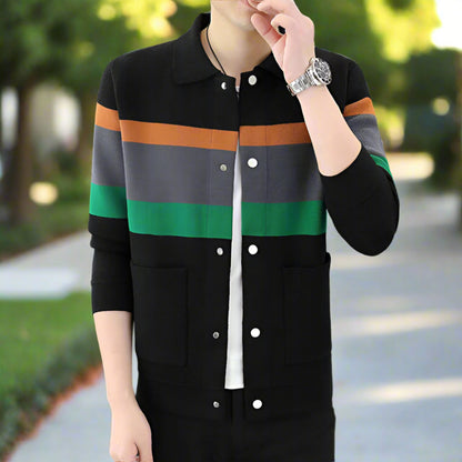 Mens Color Stripped Cardigan