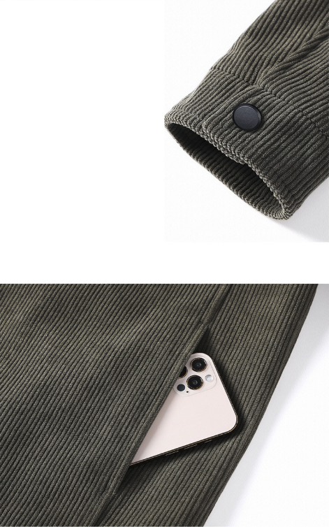 Mens Corduroy Jacket With Short Inner Faux Fur Lining