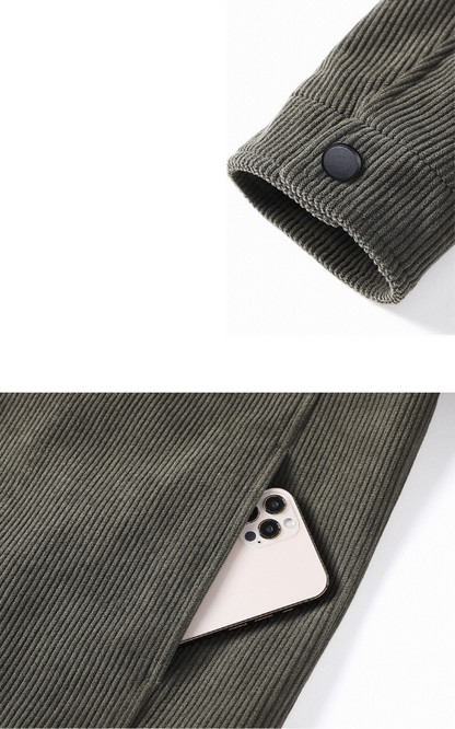 Mens Corduroy Jacket With Short Inner Faux Fur Lining