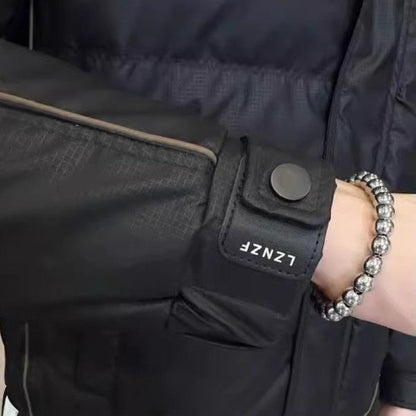 Mens High Collar Zipper Puffy Jacket