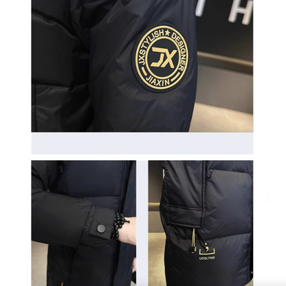 Mens Hooded Zipper Puffy Jacket With Pockets