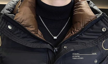 Mens Hooded Zipper Puffy Jacket With Pockets