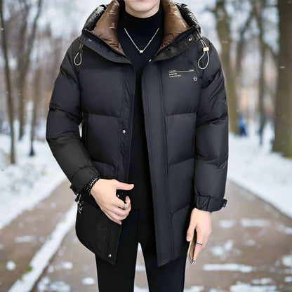 Mens Hooded Zipper Puffy Jacket With Pockets