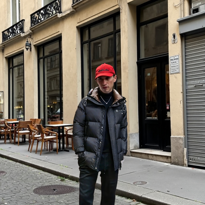 Mens Hooded Zipper Puffy Jacket With Pockets