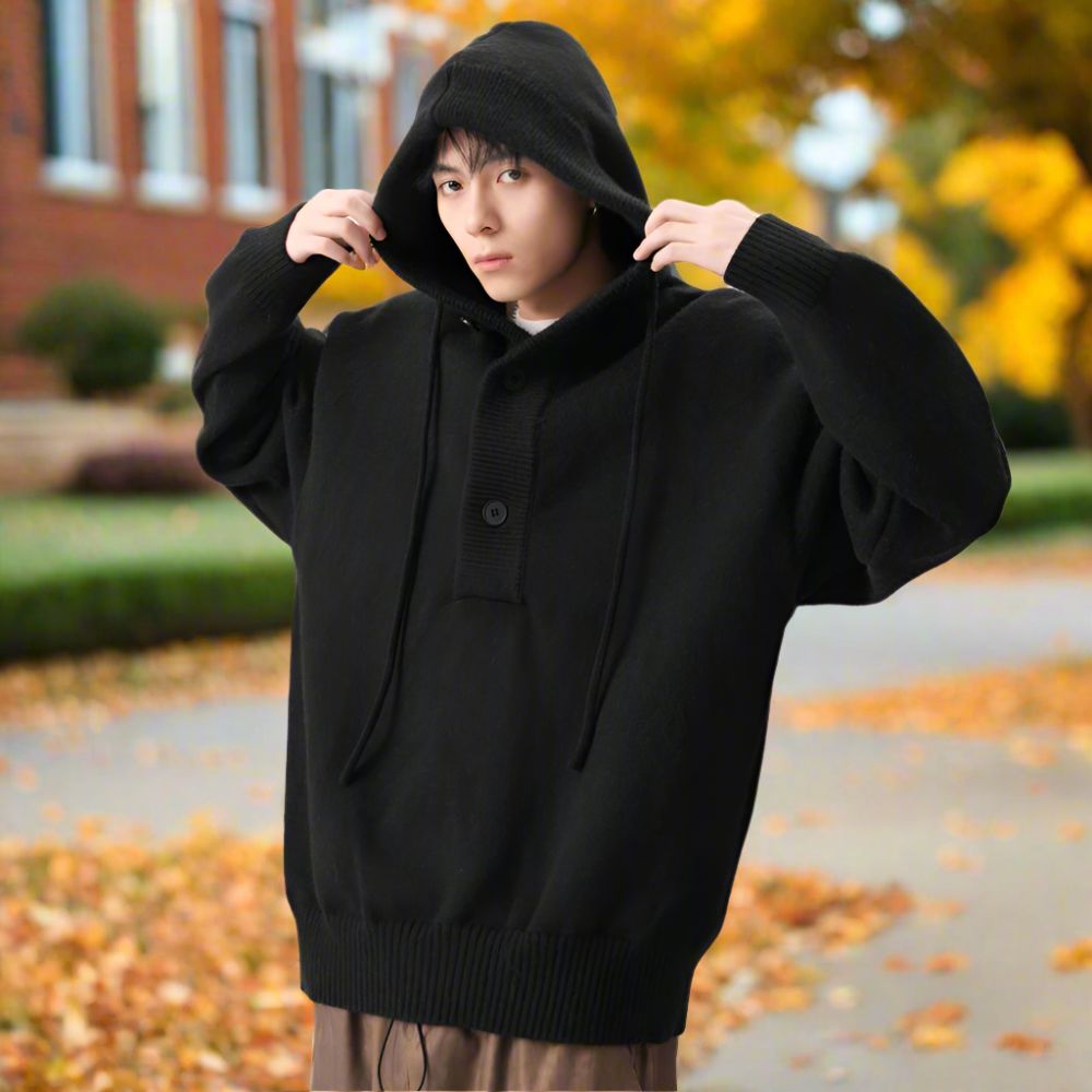 Mens Hooded Pull Over Sweater