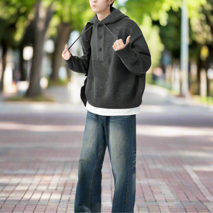 Mens Hooded Pull Over Sweater