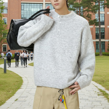 Mens Half Button Jumper