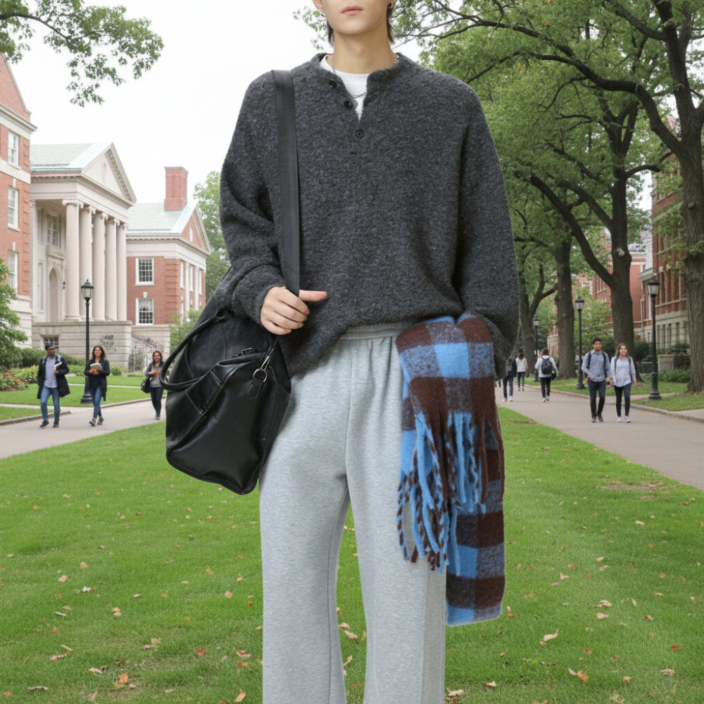 Mens Half Button Jumper