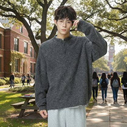 Mens Half Button Jumper