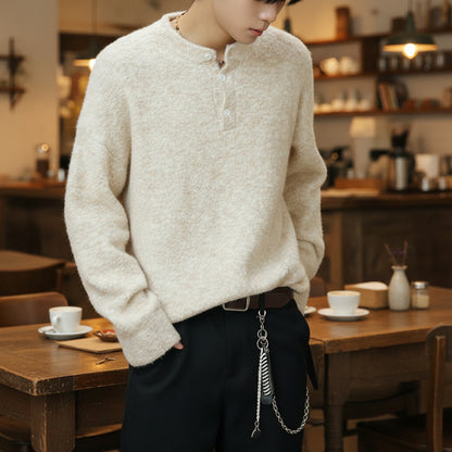 Mens Half Button Jumper