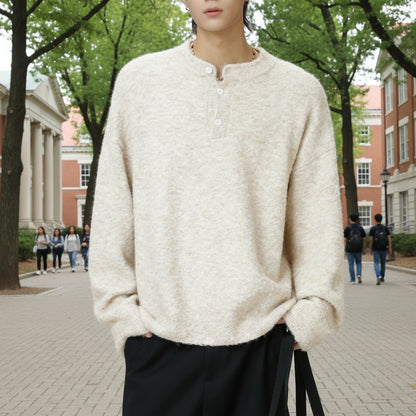 Mens Half Button Jumper