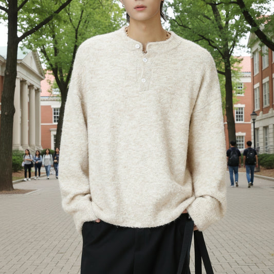 Mens Half Button Jumper