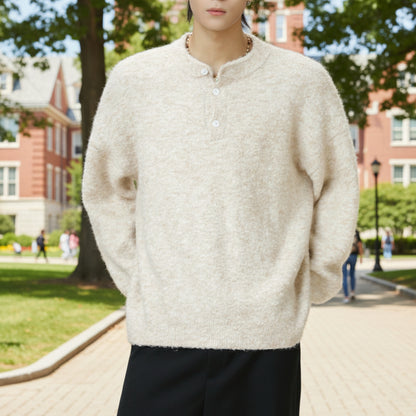 Mens Half Button Jumper