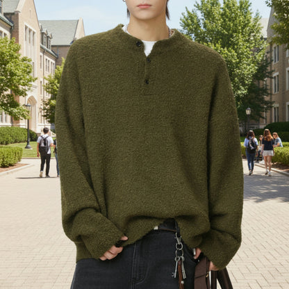 Mens Half Button Jumper