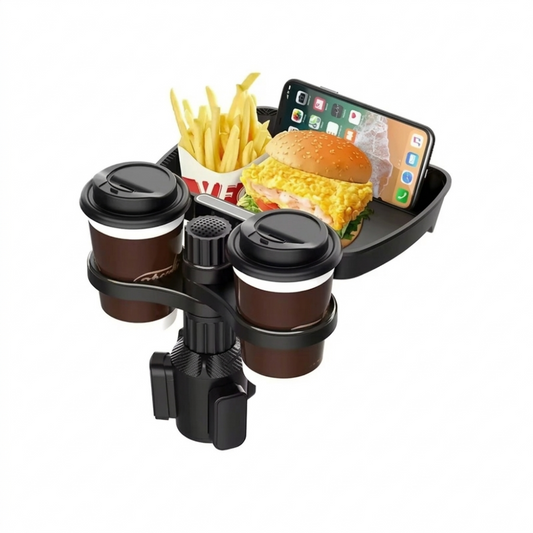 Rotatable Twin Car Cup Holders with Food Tray