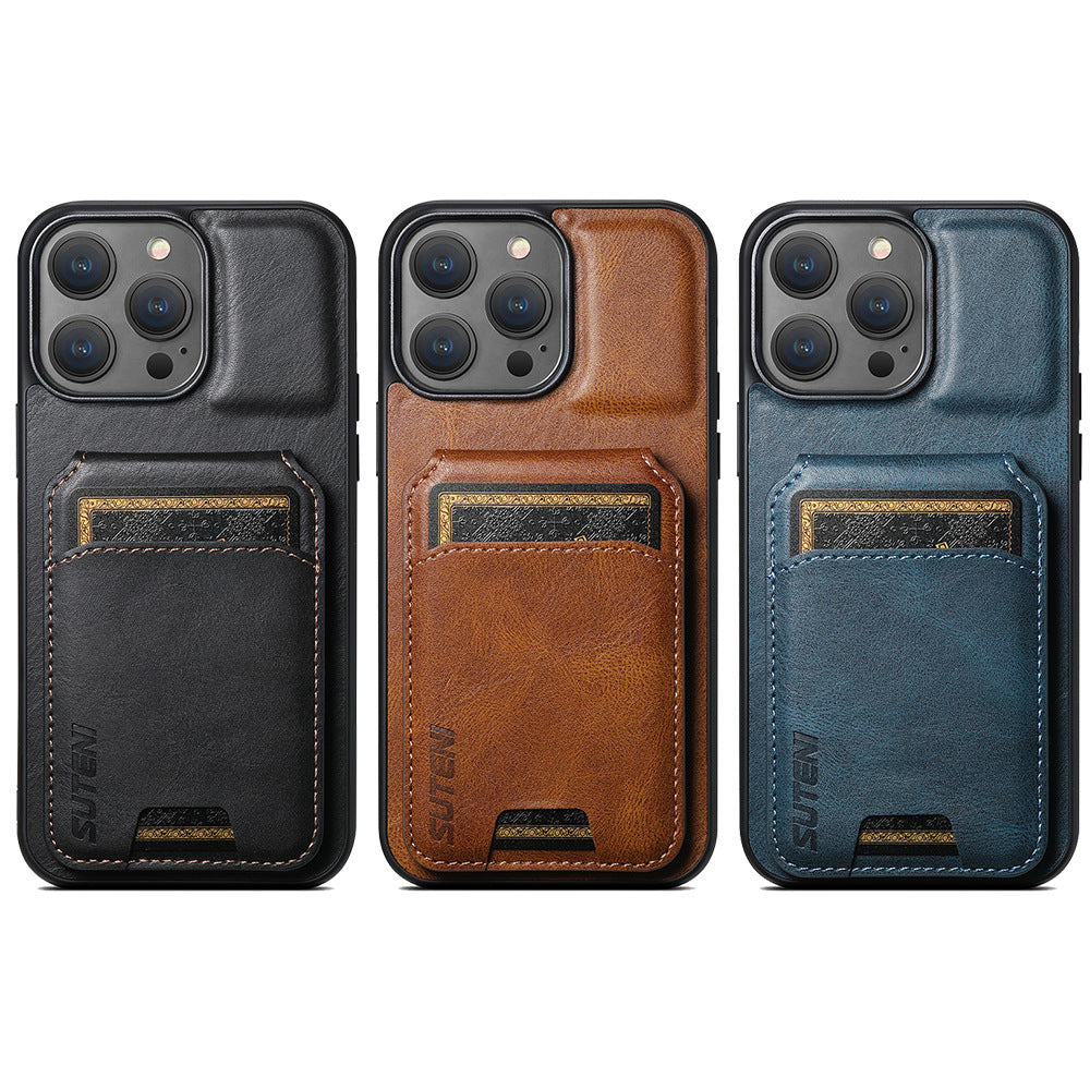 Vegan Leather Magnetic Phone Case For iPhone With Card Slots