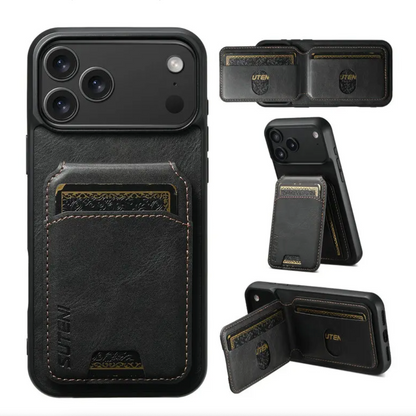 Vegan Leather Magnetic Phone Case For iPhone With Card Slots