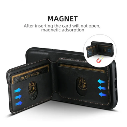 Vegan Leather Magnetic Phone Case For iPhone With Card Slots